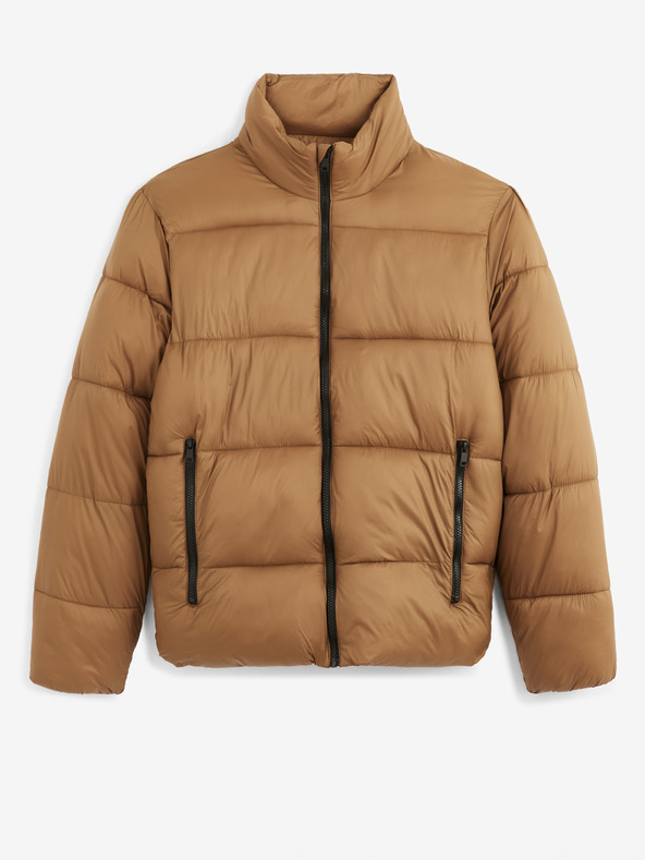 Celio Hnědá pánská prošívaná zimní bunda Celio Vusun