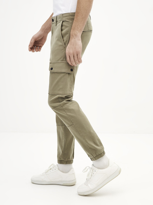 Celio Khaki pánské kalhoty Celio Solyte