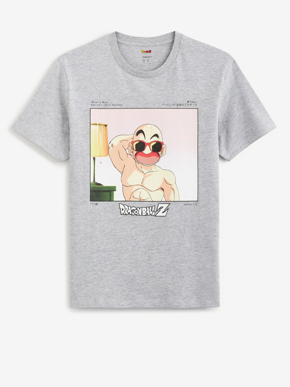 Celio Šedé pánské tričko Celio Dragon Ball Super