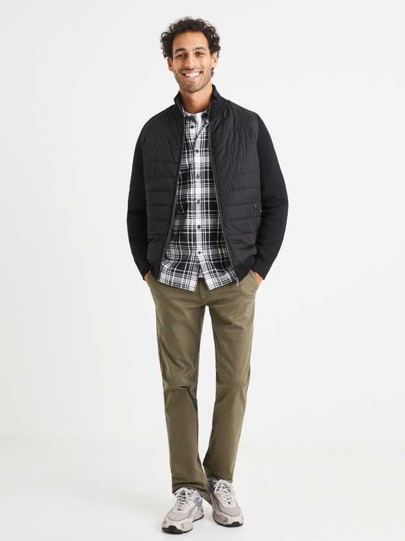 Celio Černo-bílá pánská kostkovaná košile Celio Vabene