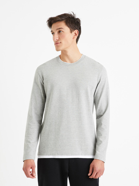 Celio Světle šedý pánský svetr s ozdobným lemováním Celio Velayer