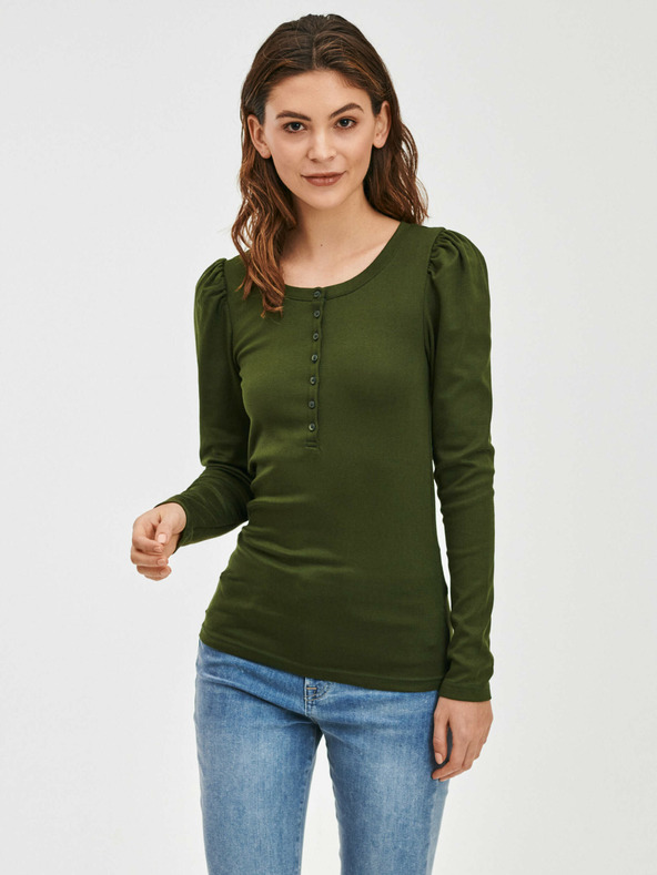 GAP Zelené dámské tričko GAP modern henley