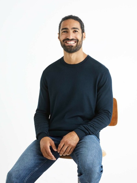 Celio Tmavě modrý pánský svetr Celio Befirst
