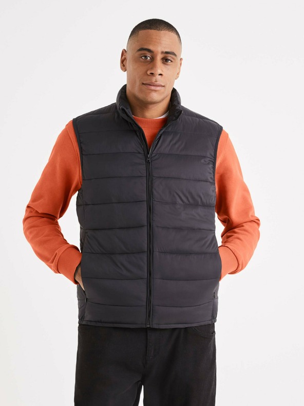 Celio Černá pánská prošívaná vesta Celio Bulock