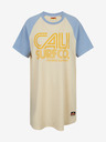 SuperDry Modro-růžové dámské šaty s potiskem Superdry Cali Surf Raglan Tshirt Dress