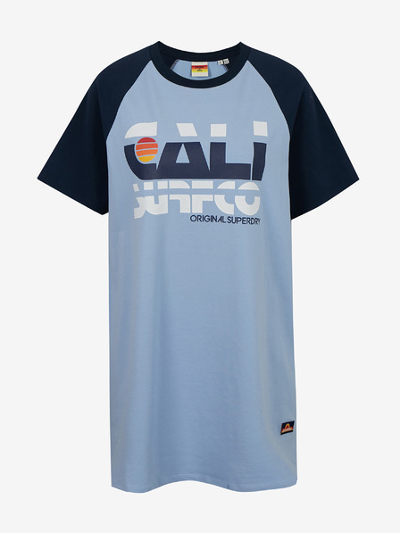 SuperDry Černo-modré dámské šaty s potiskem Superdry Cali Surf Raglan Tshirt Dress