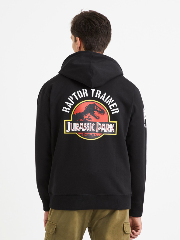 Celio Černá pánská mikina s kapucí Celio Jurský park