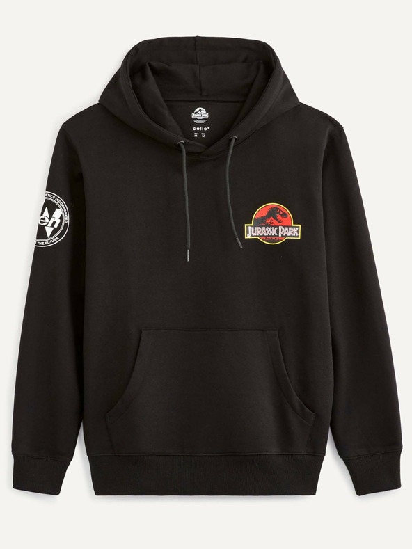 Celio Černá pánská mikina s kapucí Celio Jurský park