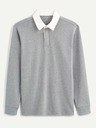 Celio Šedé pánské polo tričko s dlouhým rukávem Celio