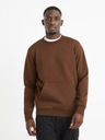 Celio Hnědá pánská basic mikina Celio Vepocho