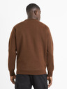 Celio Hnědá pánská basic mikina Celio Vepocho