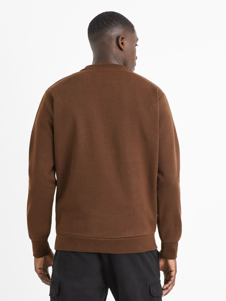Celio Hnědá pánská basic mikina Celio Vepocho