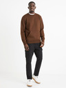 Celio Hnědá pánská basic mikina Celio Vepocho