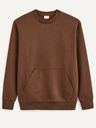 Celio Hnědá pánská basic mikina Celio Vepocho
