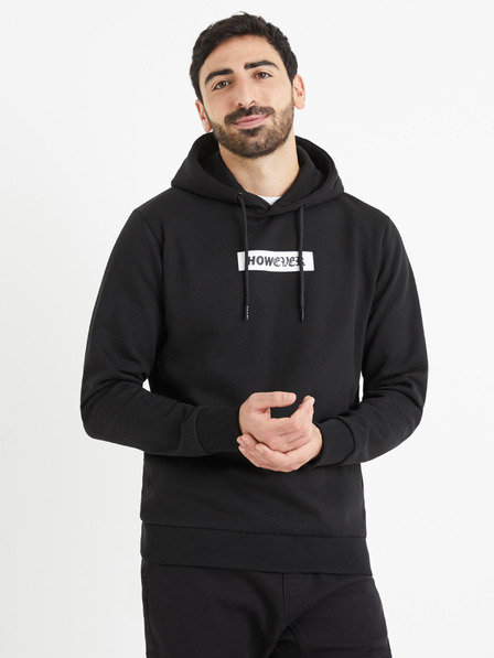 Celio Černá pánská mikina s kapucí Celio Vetype