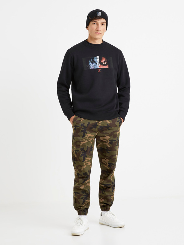 Celio Černá pánská mikina Celio Attack on Titan