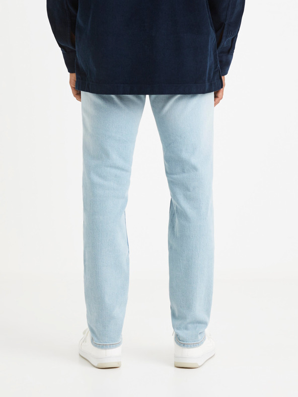 Celio Světle modré pánské straight fit džíny s potrhaným efektem Celio Vomarble