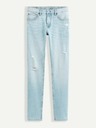Celio Světle modré pánské straight fit džíny s potrhaným efektem Celio Vomarble