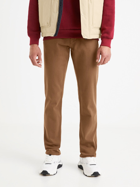 Celio Hnědé pánské kalhoty Celio