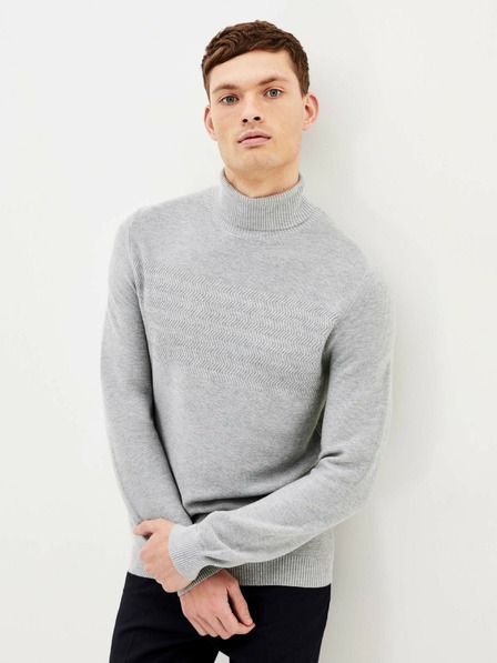 Celio Světle šedý pánský basic rolák Celio Pewave