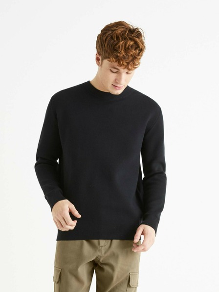Celio Černý pánský basic svetr Celio Beclo
