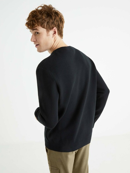 Celio Černý pánský basic svetr Celio Beclo