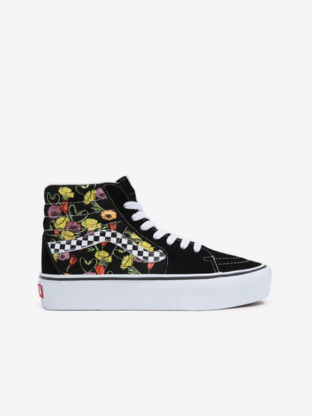 Vans Černé dámské vzorované kotníkové kožené tenisky na platformě VANS