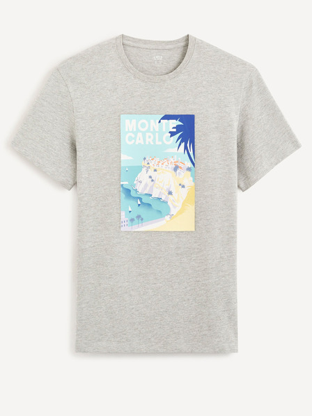 Celio Šedé bavlněné tričko Celio Cevinty Monte Carlo