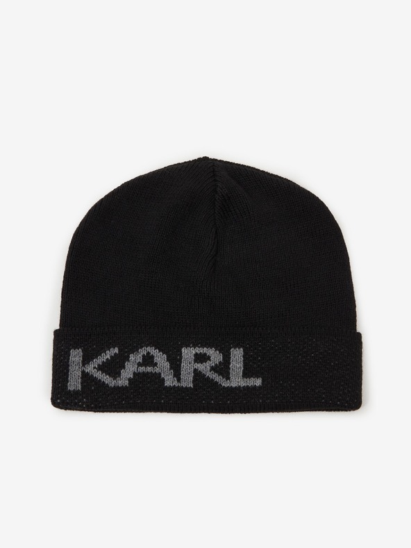 Karl Lagerfeld Černá čepice s příměsí vlny KARL LAGERFELD