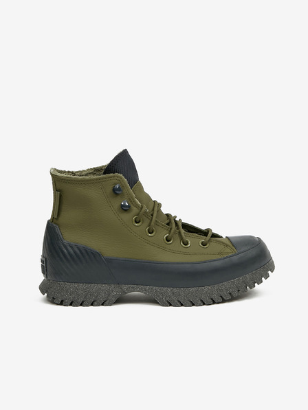 Converse Černo-zelené kotníkové kožené zateplené tenisky Converse Chuck Taylor All Star Lugged Winter 2.0