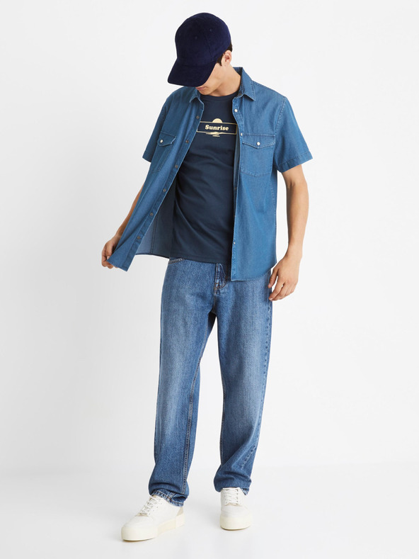 Celio Tmavě modré pánské tričko Celio Cecarto