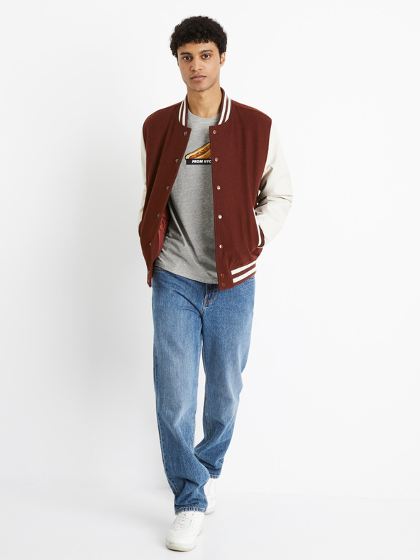 Celio Šedé pánské tričko Celio From nyc Ceyumi