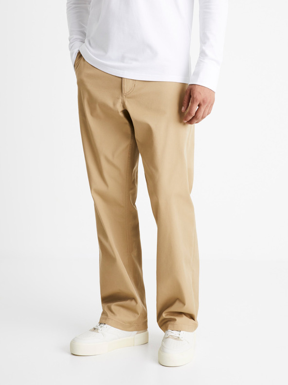 Celio Béžové pánské volné kalhoty Celio Coloose1