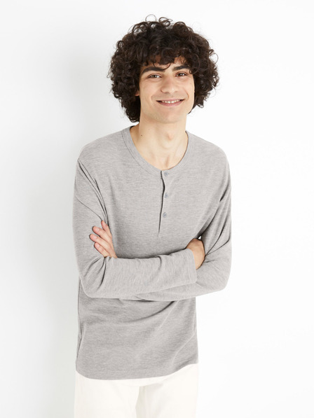 Celio Šedé tričko s dlouhým rukávem Celio Ceplay