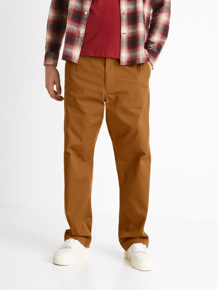 Celio Hnědé kalhoty chino Celio Coloose1