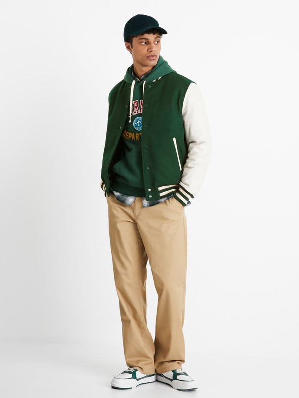 Celio Zelená pánská mikina Celio Nebraska Department