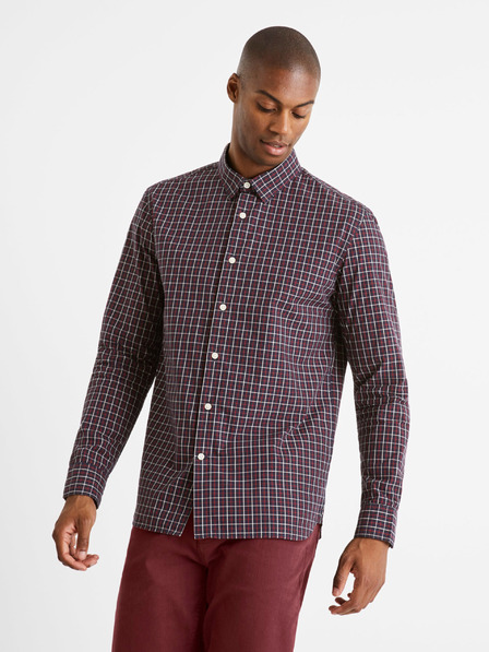 Celio Vínová kostkovaná košile regular Celio Carolo