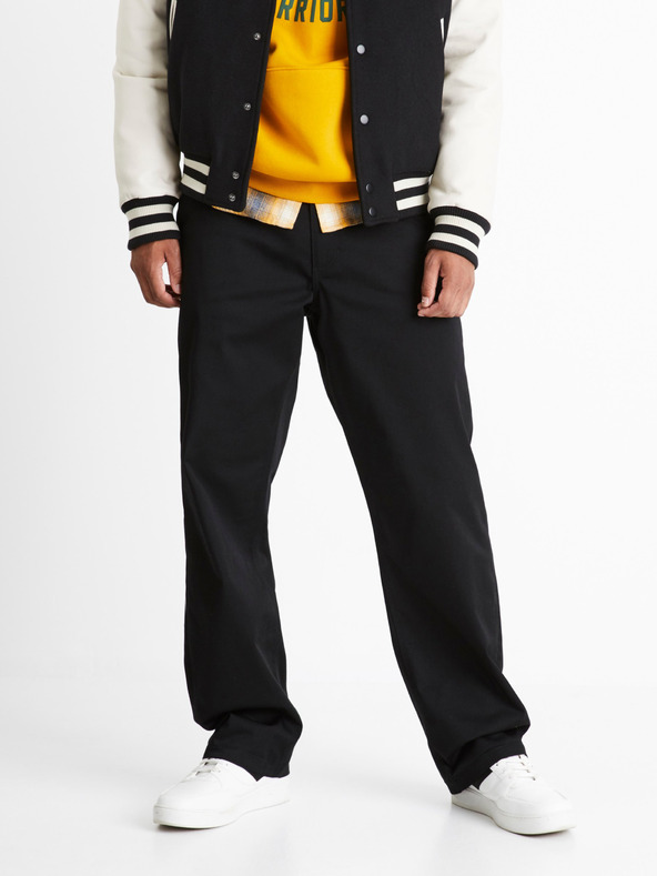 Celio Černé pánské volné kalhoty Celio Coloose1