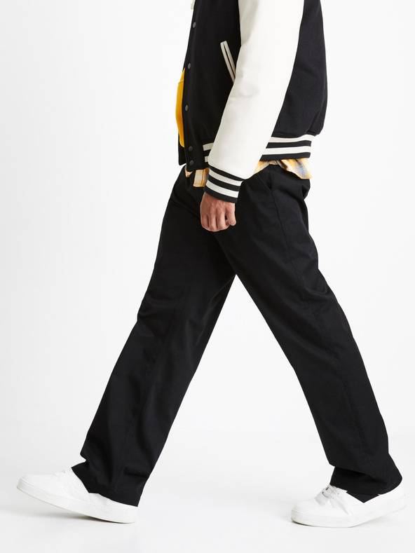 Celio Černé pánské volné kalhoty Celio Coloose1