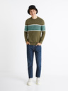 Celio Khaki pánský svetr s pruhem Celio