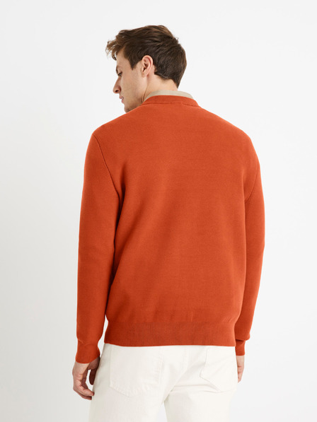 Celio Cihlový pánský basic svetr Celio Beclo