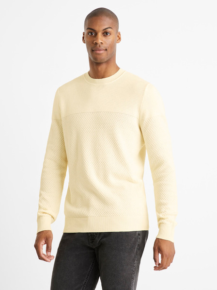 Celio Krémový pánský svetr Celio Cebbublo