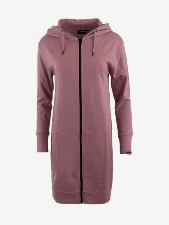ALPINE PRO Starorůžová dámská dlouhá mikina na zip s kapucí ALPINE PRO OCEDA