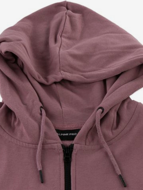 ALPINE PRO Starorůžová dámská dlouhá mikina na zip s kapucí ALPINE PRO OCEDA