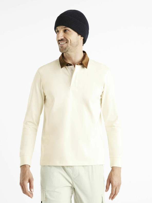 Celio Krémové pánské polo tričko Celio Ceroy