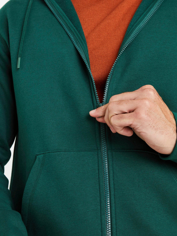 Celio Tmavě zelená pánská mikina na zip Celio Vethree