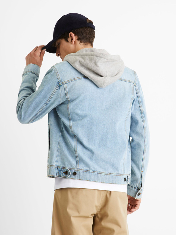 Celio Světle modrá pánská džínová bunda Celio Cudenshood