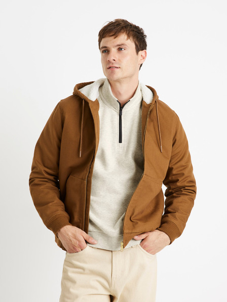 Celio Hnědá pánská bunda Celio Cuhoodie