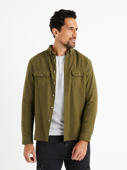 Celio Khaki pánská flanelová košile Celio Caoflacko