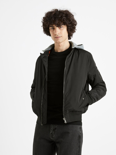 Celio Černý pánský bomber s kapucí Celio Cujameshoo